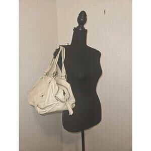 Cole Haan Leather Satchel Handbag Cream 15x8